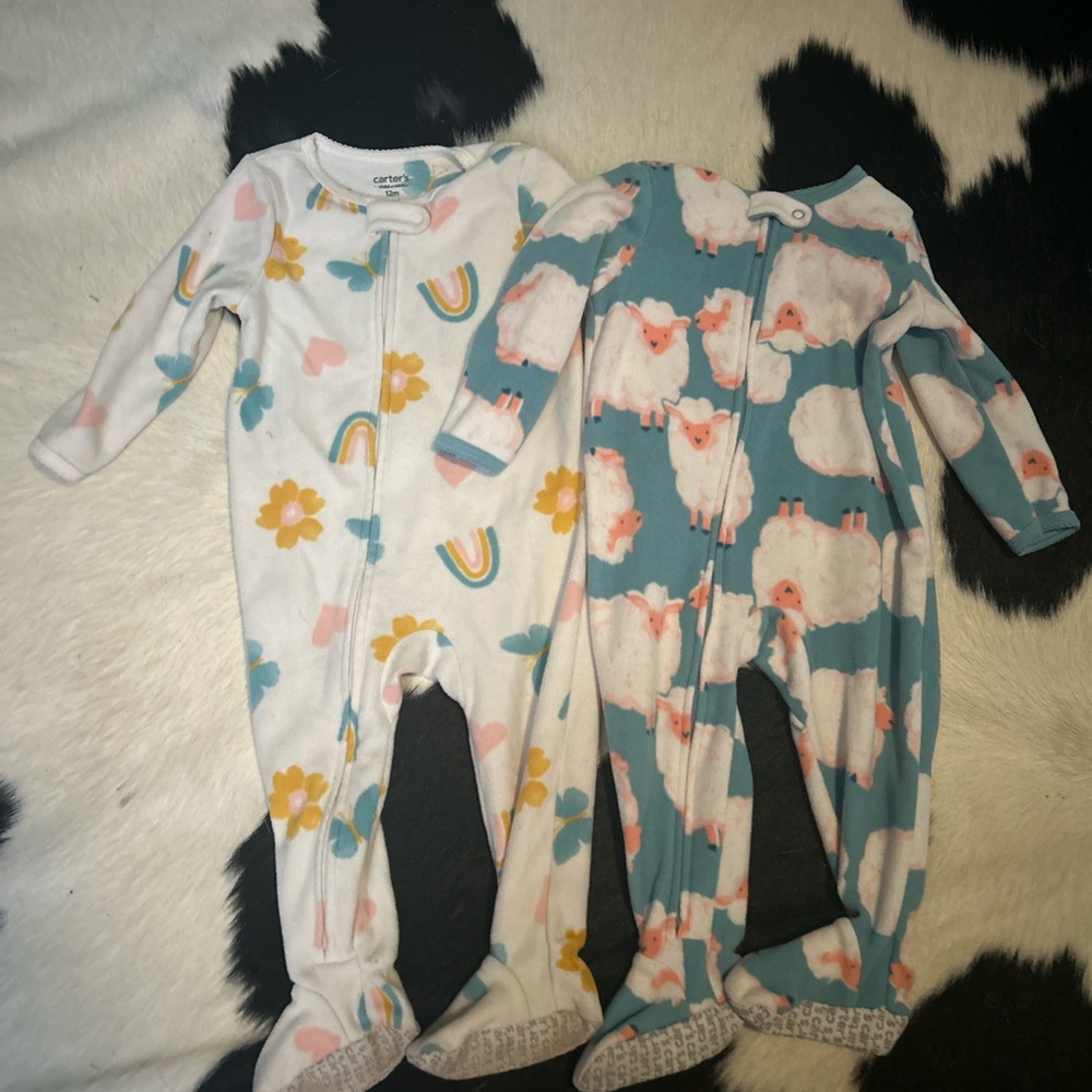 Carter's Kids One Piece Pajamas - White and Blue